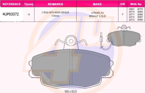 4U 4UP03372 - Комплект спирачно феродо, дискови спирачки vvparts.bg