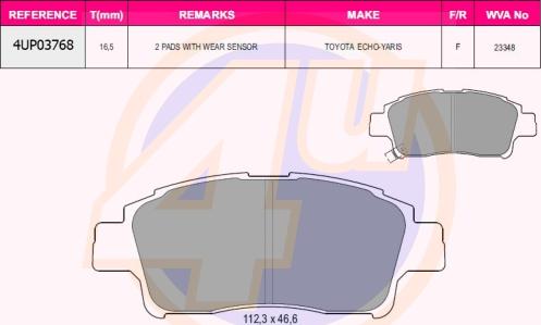 4U 4UP03768 - Комплект спирачно феродо, дискови спирачки vvparts.bg