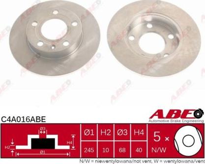 ABE C4A016ABE - Спирачен диск vvparts.bg