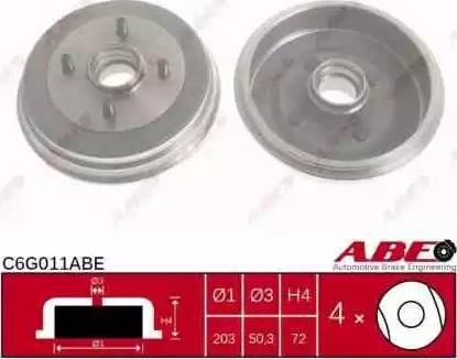 ABE C6G011ABE - Спирачен барабан vvparts.bg