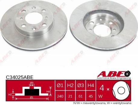 ABE C34025ABE - Спирачен диск vvparts.bg