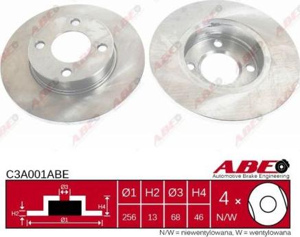 ABE C3A001ABE - Спирачен диск vvparts.bg