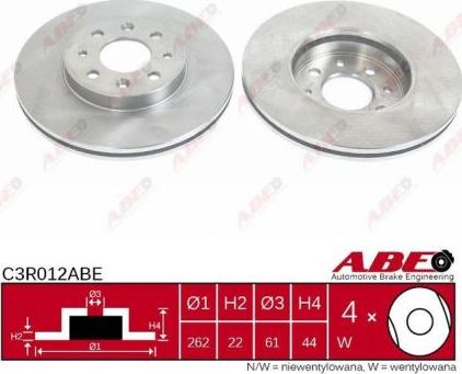 ABE C3R012ABE - Спирачен диск vvparts.bg