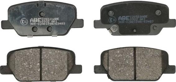 ABE C20518ABE - Комплект спирачно феродо, дискови спирачки vvparts.bg