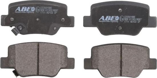 ABE C22041ABE - Комплект спирачно феродо, дискови спирачки vvparts.bg