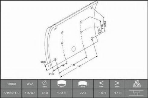 ABEX B2094167 - Комплект феродо за накладки, барабанни спирачки vvparts.bg