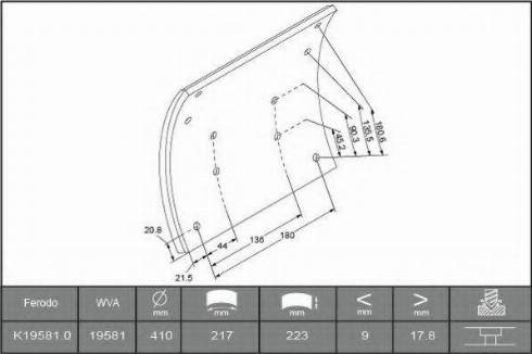 ABEX B2094167 - Комплект феродо за накладки, барабанни спирачки vvparts.bg