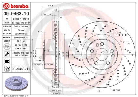 A.B.S. 09.9463.10 - Спирачен диск vvparts.bg