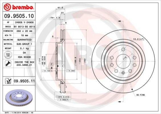 A.B.S. 09.9505.11 - Спирачен диск vvparts.bg