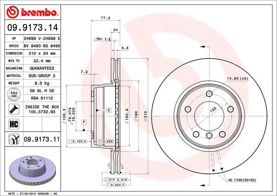 A.B.S. 09.9173.11 - Спирачен диск vvparts.bg