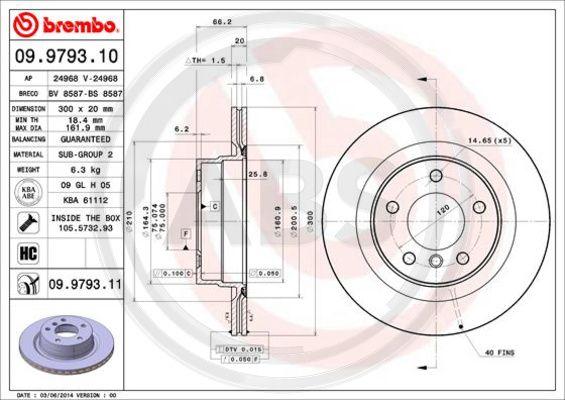 A.B.S. 09.9793.11 - Спирачен диск vvparts.bg