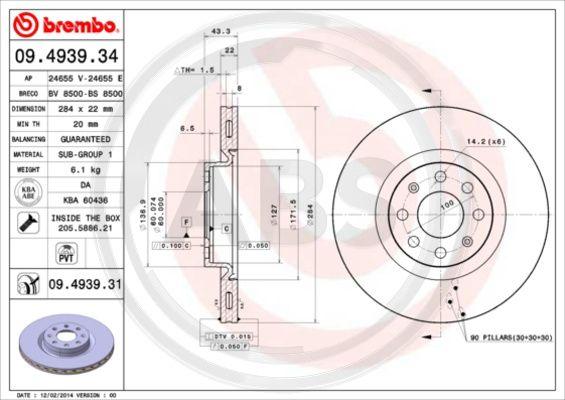 A.B.S. 09.4939.31 - Спирачен диск vvparts.bg