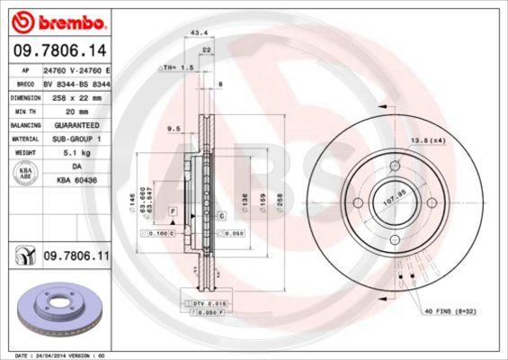 A.B.S. 09.7806.11 - Спирачен диск vvparts.bg