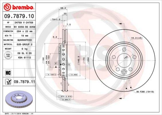 A.B.S. 09.7879.10 - Спирачен диск vvparts.bg