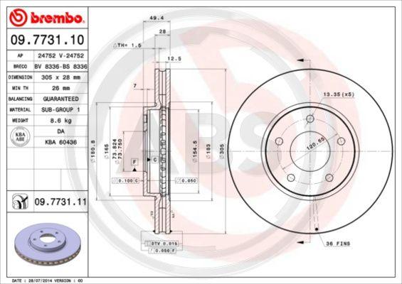 A.B.S. 09.7731.11 - Спирачен диск vvparts.bg