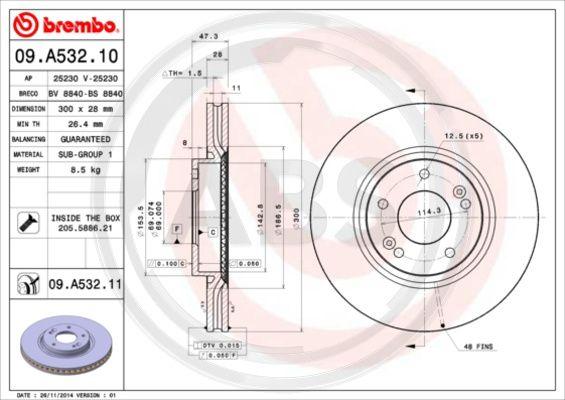 A.B.S. 09.A532.11 - Спирачен диск vvparts.bg