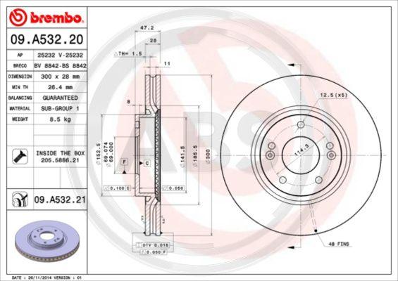 A.B.S. 09.A532.21 - Спирачен диск vvparts.bg