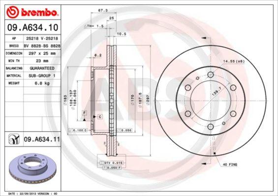 A.B.S. 09.A634.10 - Спирачен диск vvparts.bg