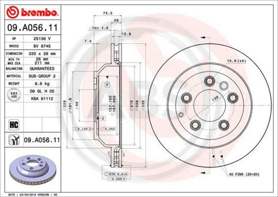 A.B.S. 09.A056.11 - Спирачен диск vvparts.bg