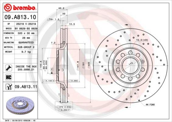 A.B.S. 09.A813.11 - Спирачен диск vvparts.bg