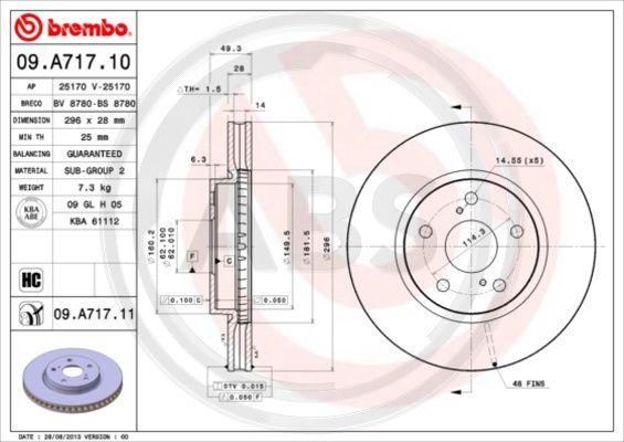 A.B.S. 09.A717.11 - Спирачен диск vvparts.bg