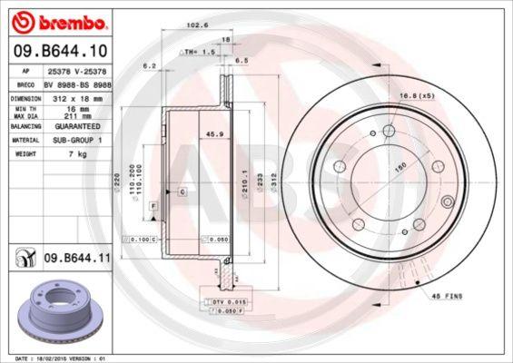 A.B.S. 09.B644.11 - Спирачен диск vvparts.bg