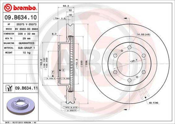 A.B.S. 09.B634.11 - Спирачен диск vvparts.bg