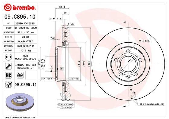 A.B.S. 09.C895.11 - Спирачен диск vvparts.bg