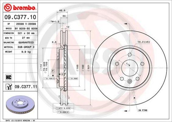 A.B.S. 09.C377.11 - Спирачен диск vvparts.bg