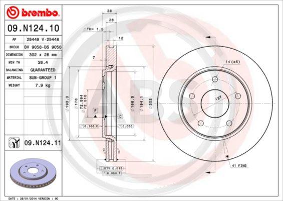 A.B.S. 09.N124.11 - Спирачен диск vvparts.bg