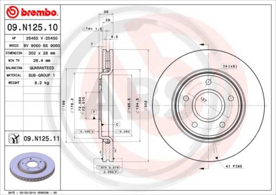 A.B.S. 09.N125.11 - Спирачен диск vvparts.bg