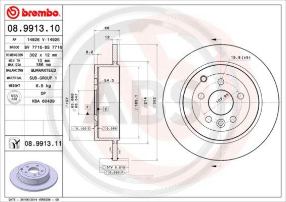 A.B.S. 08.9913.11 - Спирачен диск vvparts.bg