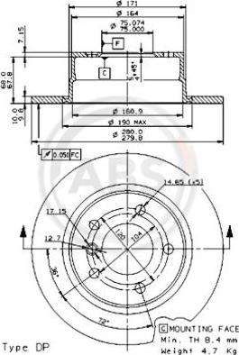 A.B.S. 08.9859.81 - Спирачен диск vvparts.bg