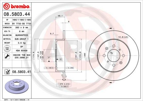 A.B.S. 08.5803.41 - Спирачен диск vvparts.bg