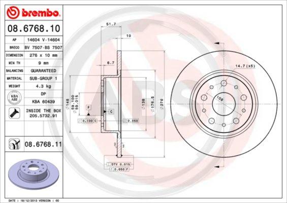 A.B.S. 08.6768.11 - Спирачен диск vvparts.bg