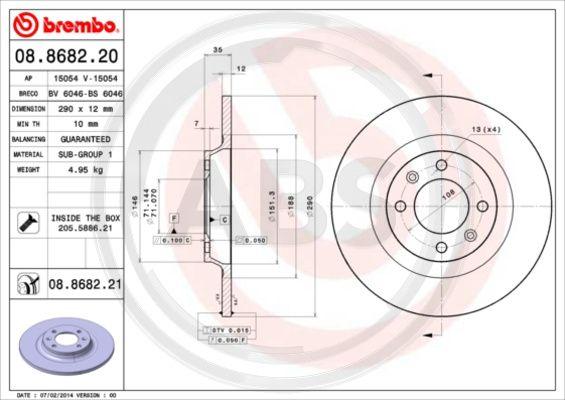 A.B.S. 08.8682.21 - Спирачен диск vvparts.bg