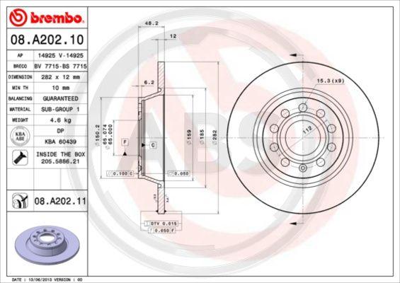 A.B.S. 08.A202.11 - Спирачен диск vvparts.bg