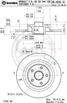 A.B.S. 08.A239.10 - Спирачен диск vvparts.bg