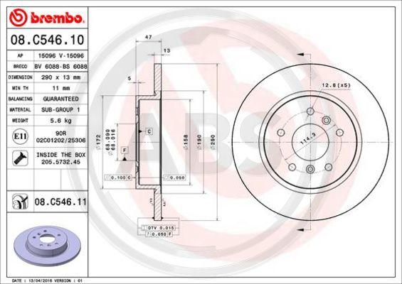 A.B.S. 08.C546.11 - Спирачен диск vvparts.bg