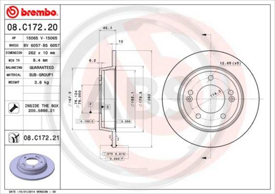 A.B.S. 08.C172.20 - Спирачен диск vvparts.bg