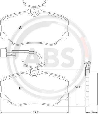 A.B.S. 36655 - Комплект спирачно феродо, дискови спирачки vvparts.bg