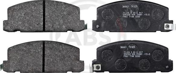 A.B.S. 36663 - Комплект спирачно феродо, дискови спирачки vvparts.bg