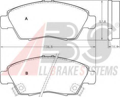 A.B.S. 36831 OE - Комплект спирачно феродо, дискови спирачки vvparts.bg