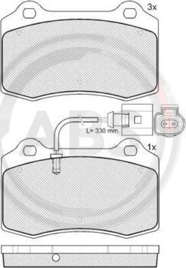 A.B.S. 38592 - Комплект спирачно феродо, дискови спирачки vvparts.bg