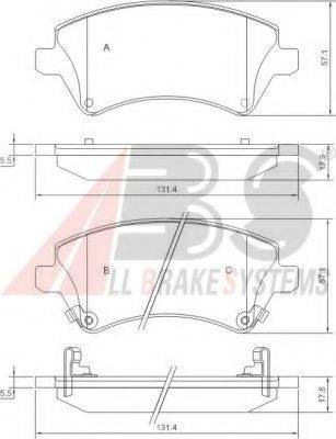 A.B.S. 37405 OE - Комплект спирачно феродо, дискови спирачки vvparts.bg