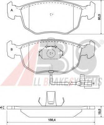 A.B.S. 37004 OE - Комплект спирачно феродо, дискови спирачки vvparts.bg