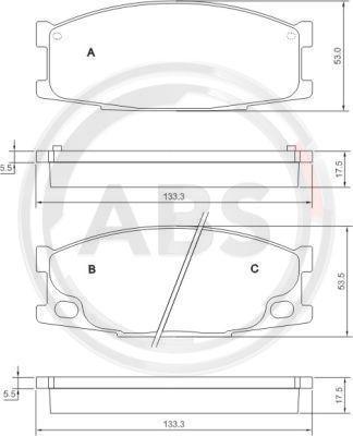 A.B.S. 37026 - Комплект спирачно феродо, дискови спирачки vvparts.bg