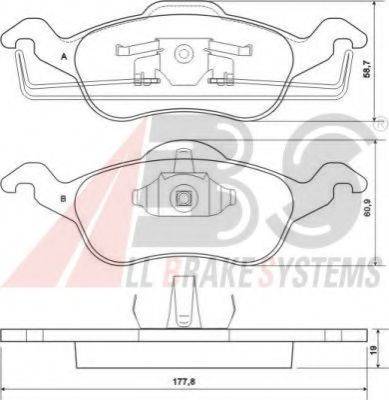 A.B.S. 37100 OE - Комплект спирачно феродо, дискови спирачки vvparts.bg