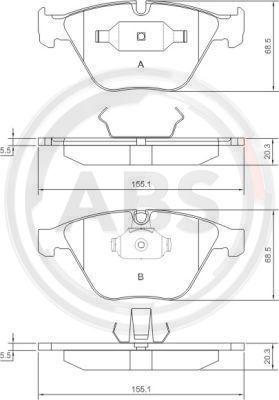 A.B.S. 37346 - Комплект спирачно феродо, дискови спирачки vvparts.bg