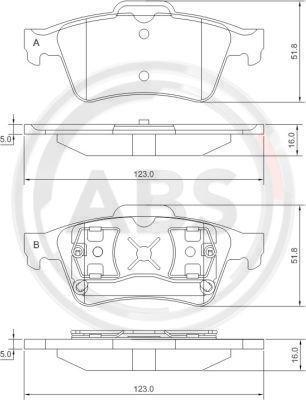 A.B.S. 37216 - Комплект спирачно феродо, дискови спирачки vvparts.bg